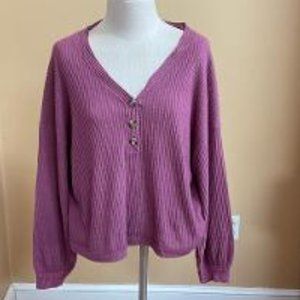 American Eagle Soft & Sexy Plush Waffle Knit Mauve Top L/XL